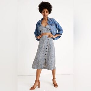 Madewell Side-Button Midi Skirt in Bitsy Floral, Size 0